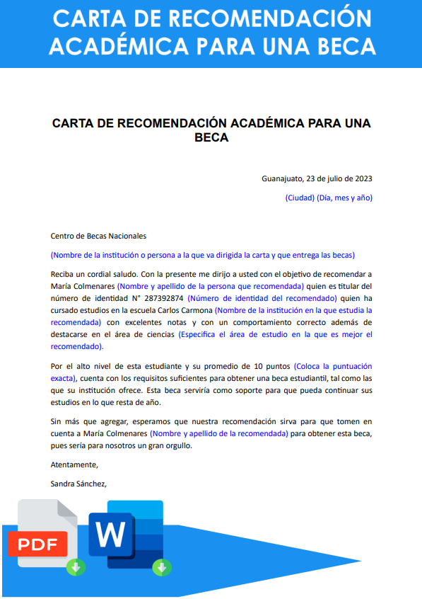 Modelo De Carta De Recomendacion Academica Para Beca Compartir Carta
