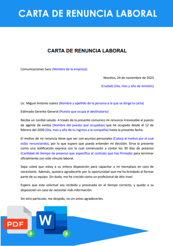 Ejemplos De Cartas De Renuncia En Word Descarga Gratis 8697