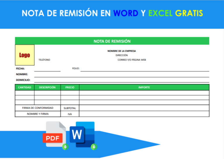 Formatos De Notas De Remisión En Word Y Excel Gratis 9580