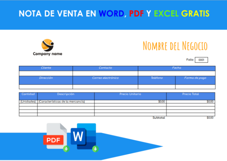 Formatos De Notas De Venta Gratis 【 Word Pdf Y Excel